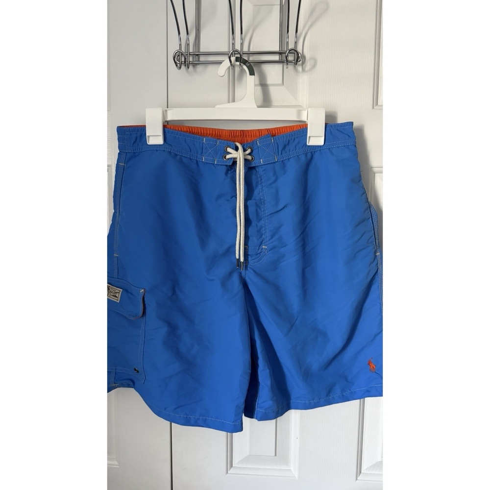 Polo Ralph Lauren Men's Swimming Trunks Size M Meshed Lined Pockets EUC BLUE